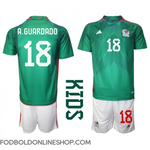 Mexico Andres Guardado #18 Hjemme Trøje Børn VM 2022 Kortærmet (+ Korte bukser)